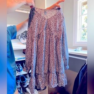 Maternity dress new size M blue and black ruffle dress